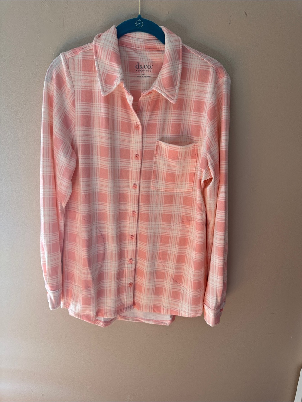 Denim&Co Pink & White Plaid Button-Front Shirt